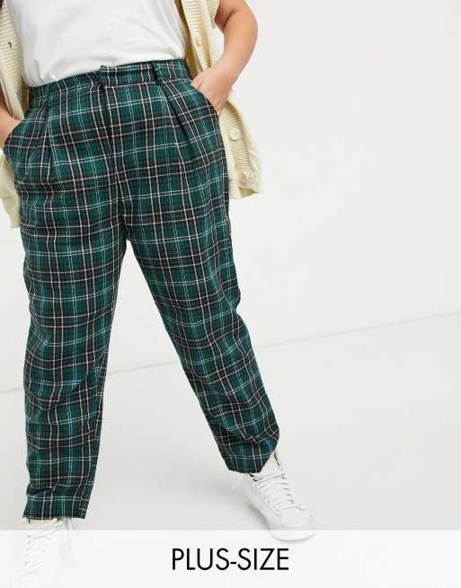 Green plaid deals pants plus size