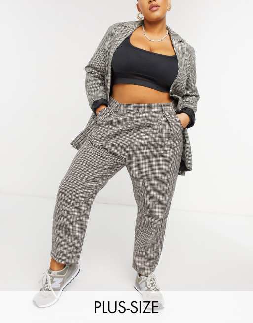 Plus size check trousers sale