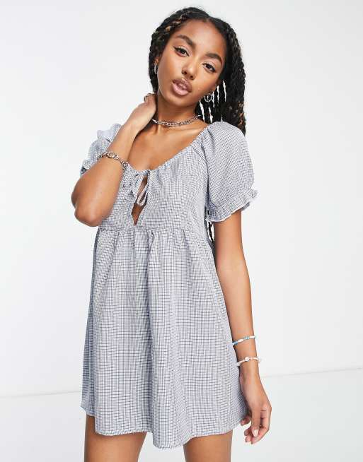 Heartbreak Robe babydoll à carreaux Bleu ASOS