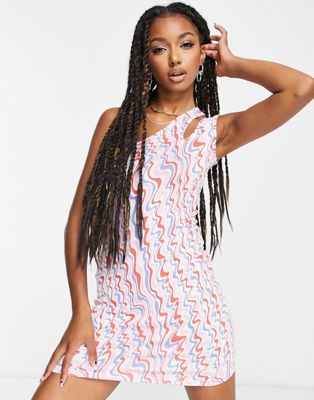 Heartbreak one shoulder mini dress in swirl print - ASOS Price Checker