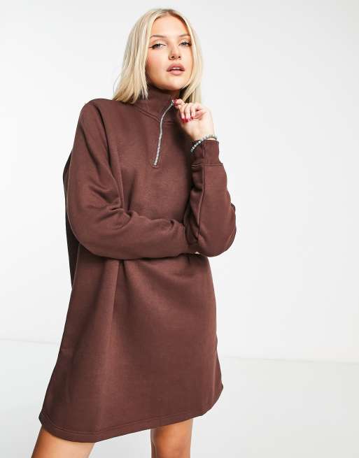 Heartbreak - Robe pull à col montant et fermeture éclair - Marron chocolat, 3 de 4