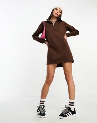 Heartbreak quarter zip sweater mini dress in chocolate brown - ASOS Price Checker