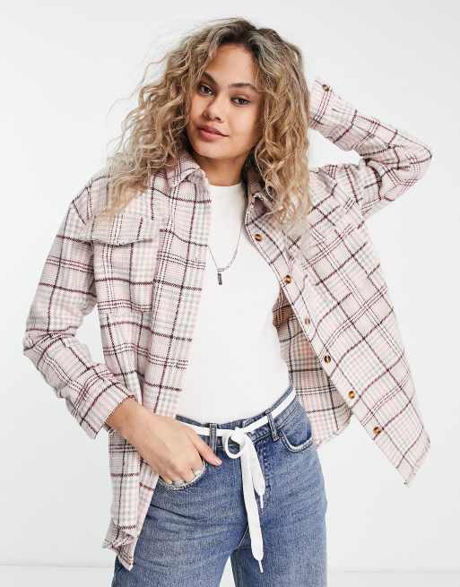 Heartbreak – Rosarutig skjortjacka i oversize