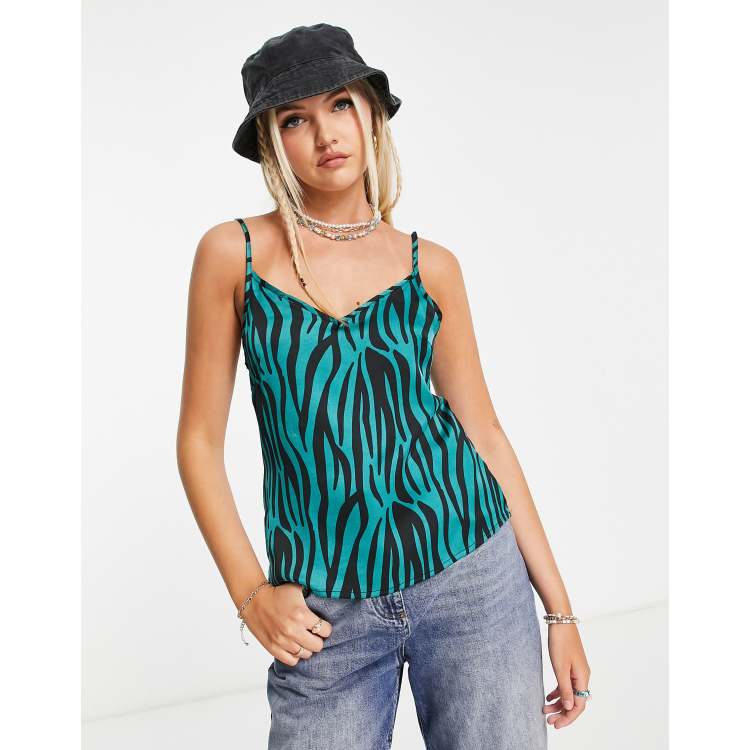 Heartbreak satin cami top in zebra print | ASOS