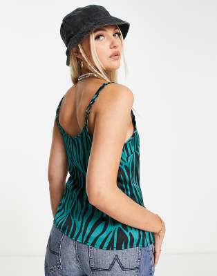 Heartbreak satin cami top in zebra print | ASOS