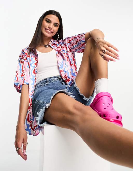Heartbreak satin shirt co-ord in swirl print