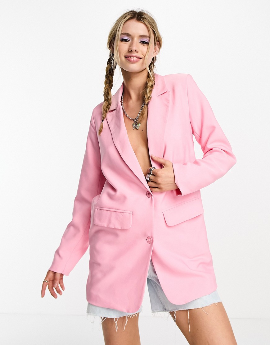 single breasted blazer in pink