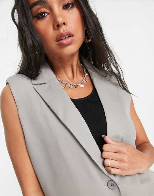 Heartbreak sleeveless blazer co ord in grey ASOS