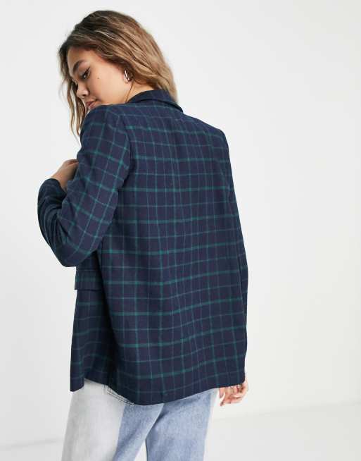 Checked boyfriend blazer sales