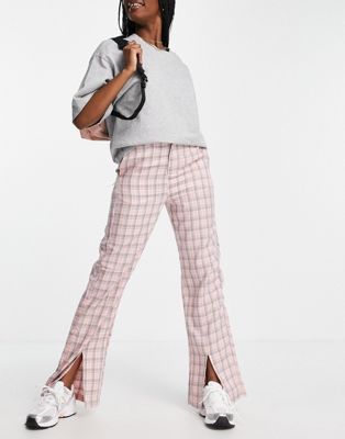 Heartbreak split front trousers co-ord in pink check