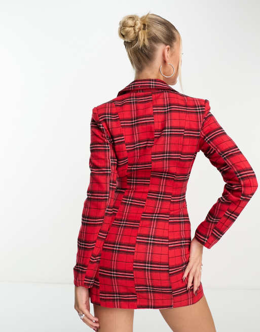 Red checked sales blazer dress