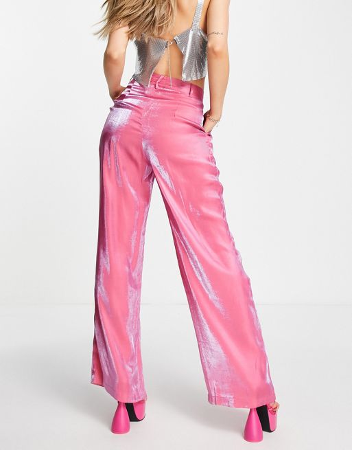 1960s High Waisted Pink Wide Leg Pants Selected By Moons + Junes