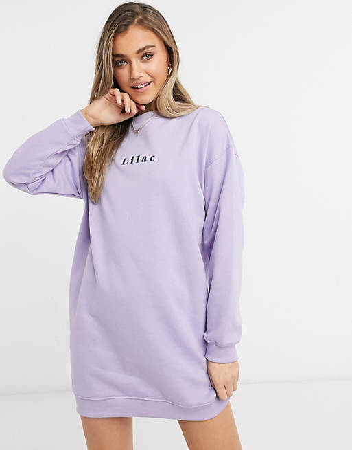 Heartbreak sweater dress with embroidery in lilac