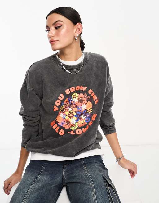Heartbreak - Sweater met print in grijs