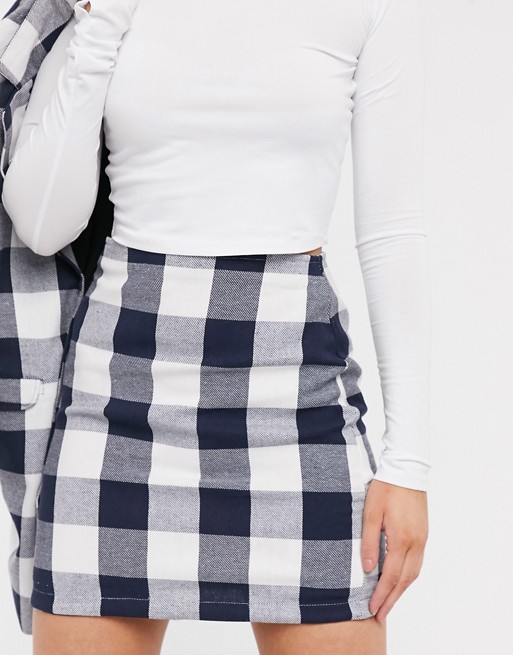 Heartbreak tailored mini skirt in blue and white check
