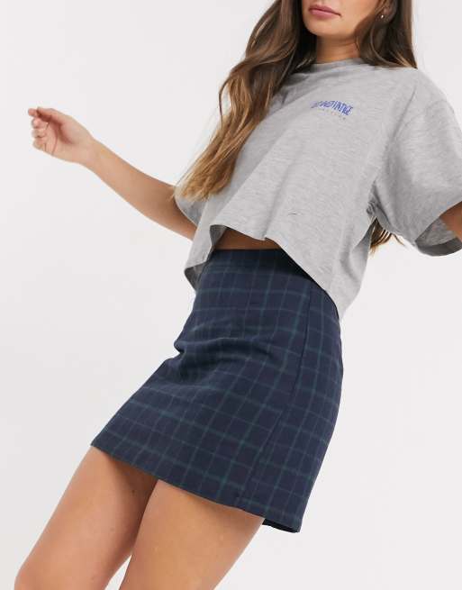 Green navy blue outlet plaid skirt