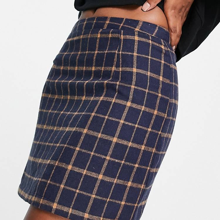Heartbreak tailored mini skirt in navy and orange plaid | ASOS