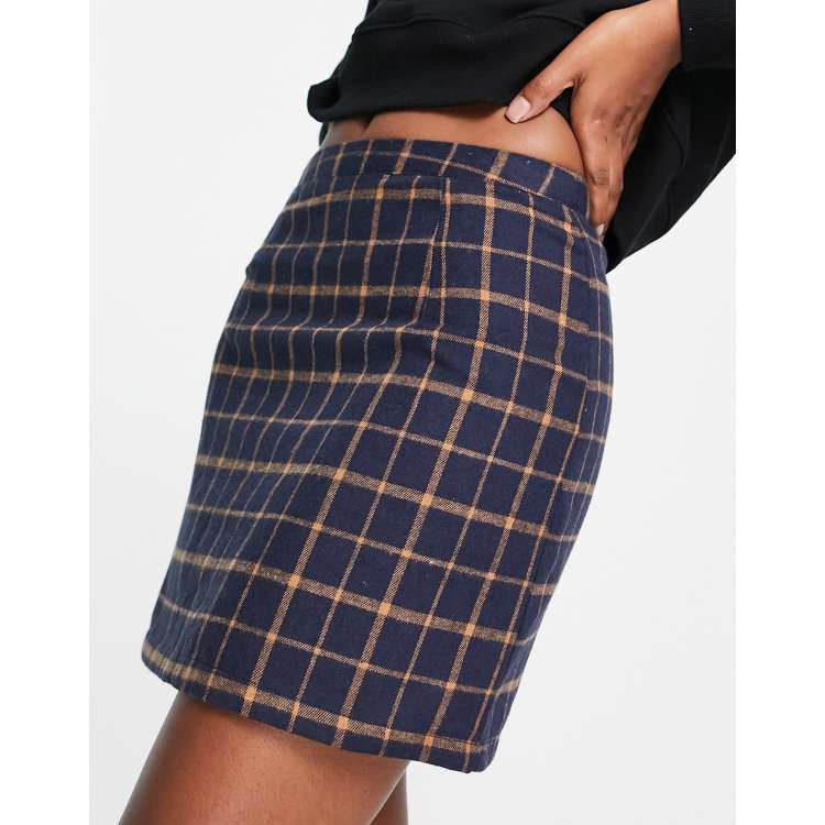 Heartbreak tailored mini skirt in navy and orange plaid ASOS