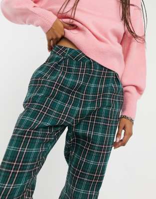 green check trousers womens