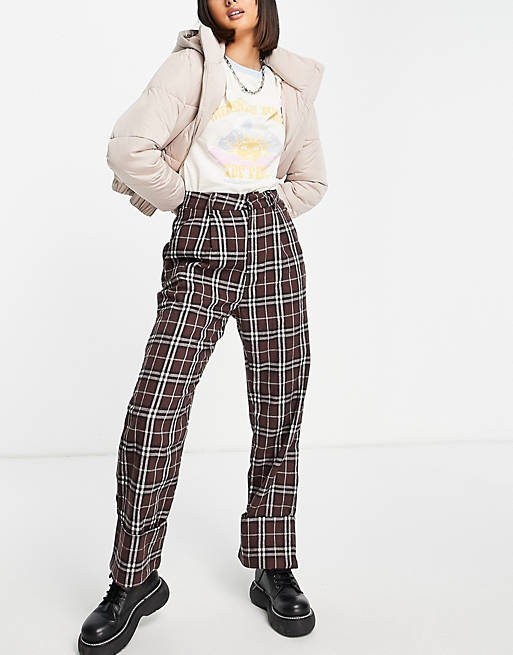 Heartbreak tailored trousers co-ord in brown check