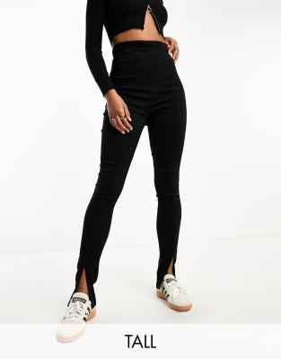 Heartbreak Tall bengaline slim fit pants with hem slit in black - part of a set