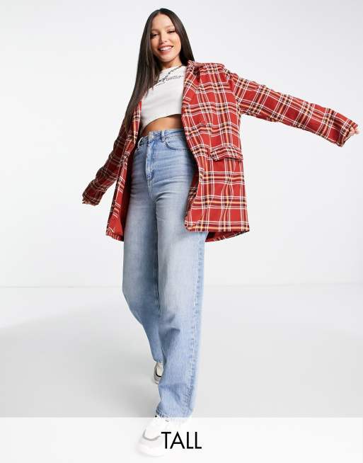 Heartbreak Tall - Blazer long d'ensemble à carreaux - Rouille