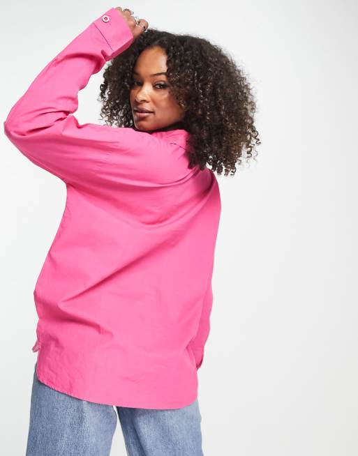 Heartbreak Tall cotton poplin shirt in bright pink, 2 of 4