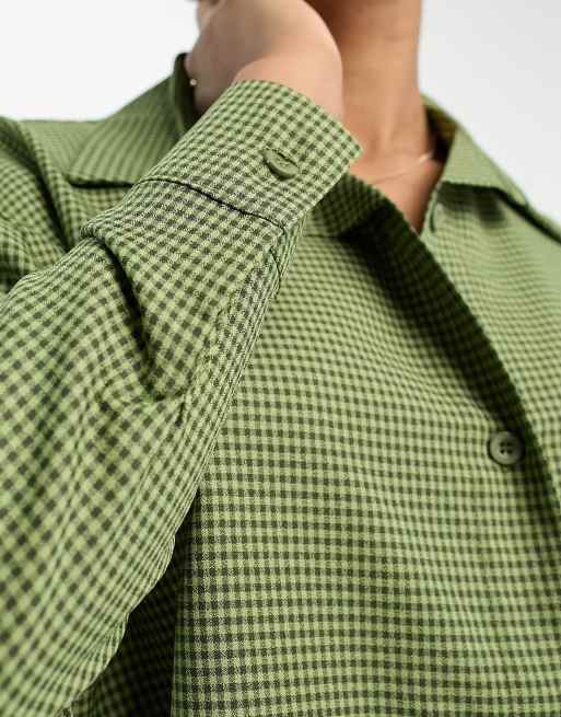 Heartbreak Tall cropped shirt in green gingham - part of a set