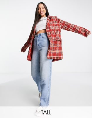 Heartbreak Tall longline blazer (part of a set) in rust check