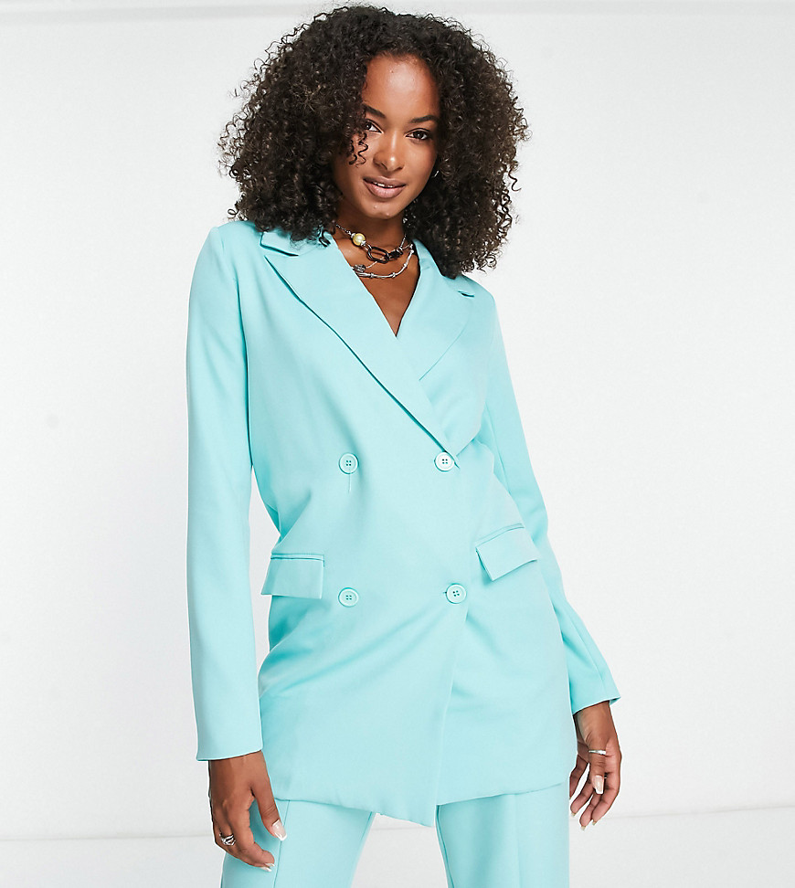 Heartbreak Tall oversized double breasted blazer co-ord in turquoise-Blue
