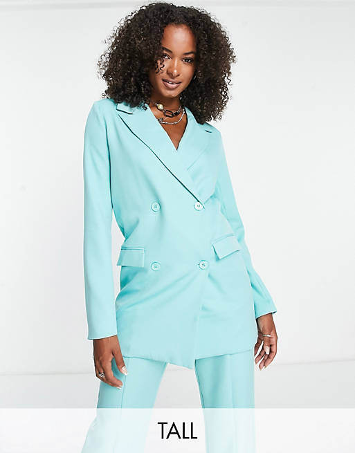 Heartbreak Tall oversized double breasted blazer in turquoise (part of a set)