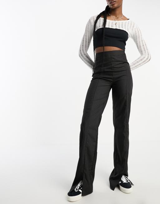 Motel low waist slim fit trousers co-ord in brown pinstripe