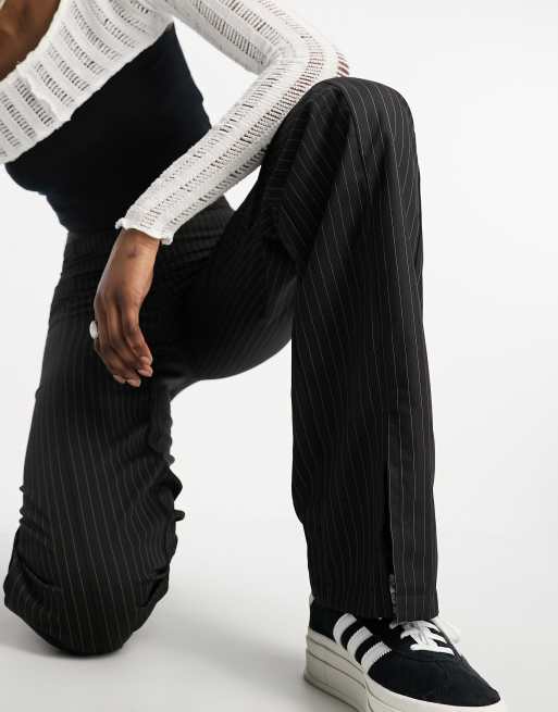 Motel low waist slim fit trousers co-ord in brown pinstripe