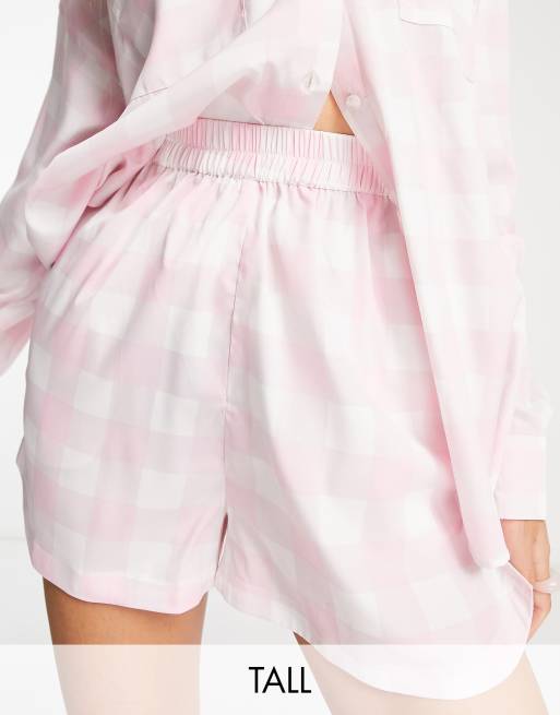 Heartbreak Tall – Shorts mit Vichykaros in Rosa, Kombiteil