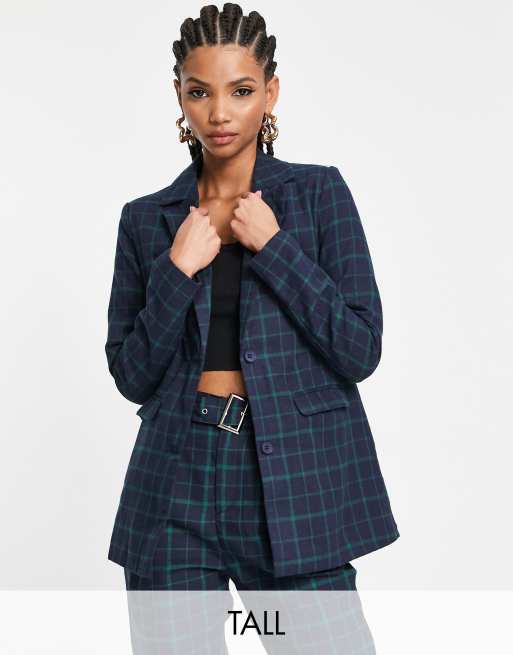 Blue checked shop blazer womens