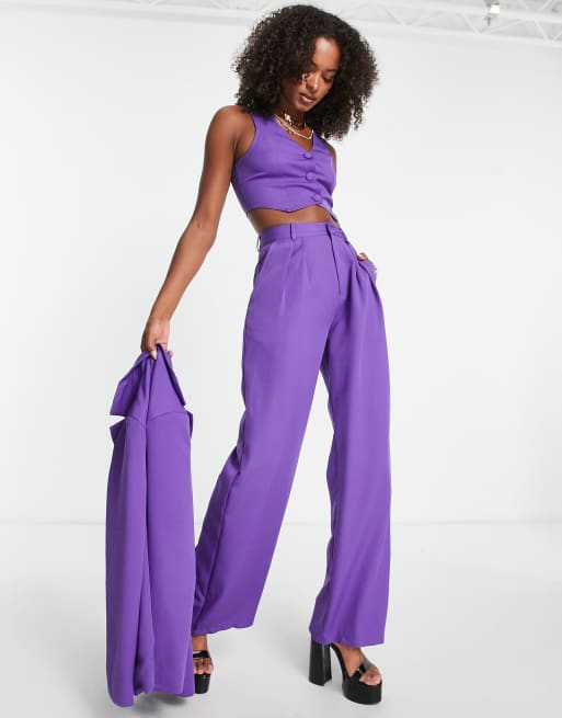 High waisted purple pants sale