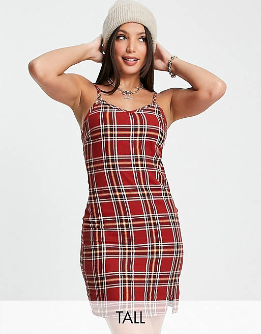 Heartbreak Tall tailored dress co-ord in rust check
