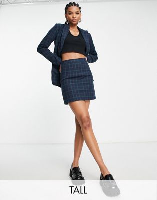 Heartbreak Tall tailored mini skirt in navy and green check - ASOS Price Checker