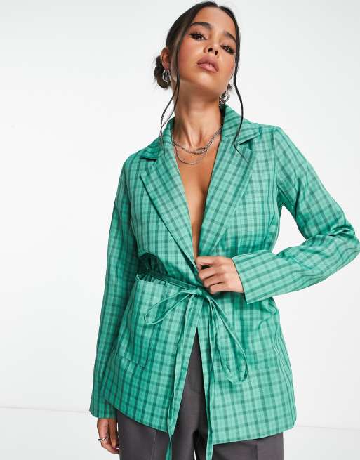 Women's green outlet plaid jacket