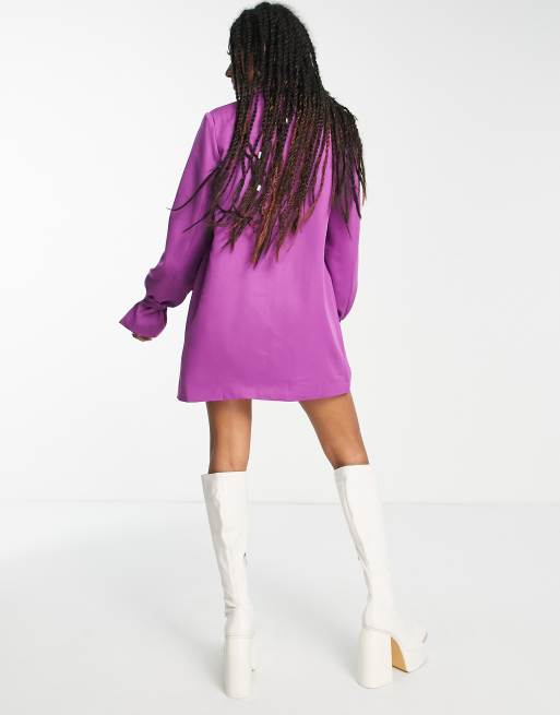 Heartbreak tie cuff boyfriend blazer in purple (part of a set), 3 of 4