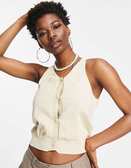 Heartbreak – Trägertop aus Strick in Beige, Kombiteil