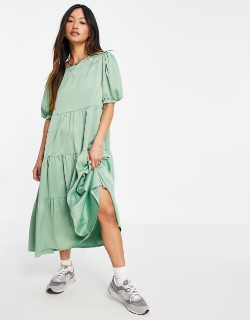 Heartbreak - Vestito midi a balze color menta