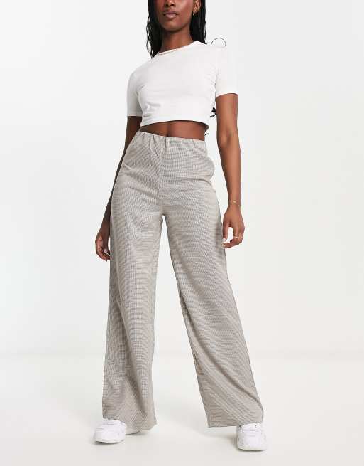 Heartbreak – Weit geschnittene Hose mit Hahnentrittmuster in neutralen Farben