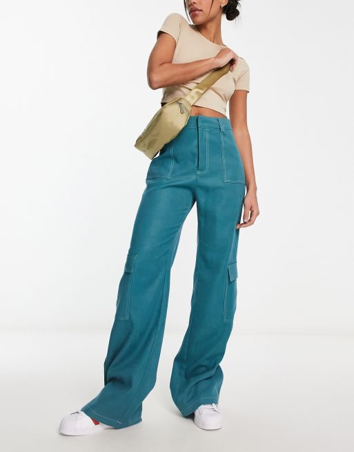 Heartbreak wide leg cargo pants in teal blue | ASOS