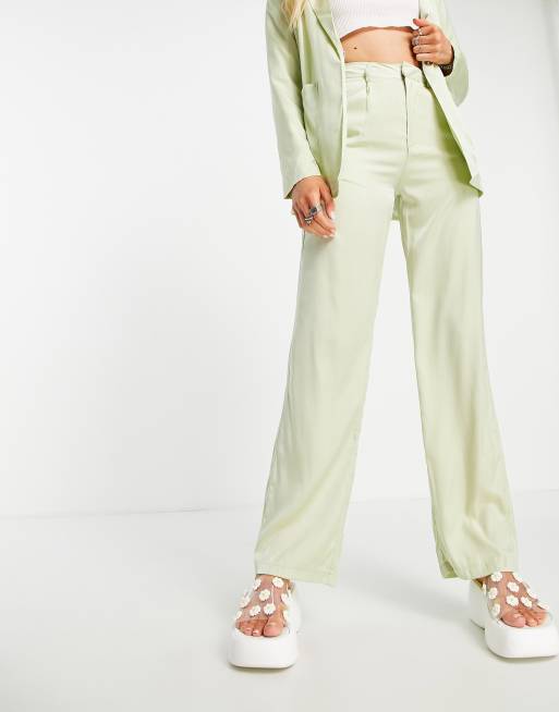 Heartbreak wide leg pants co-ord in sage green