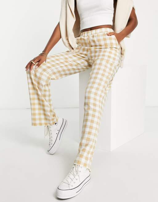 Heartbreak Wide Leg Pants In Beige Gingham Part Of A Set Asos