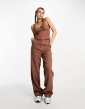 Asyou Satin Wide Leg Utility Pants With Tie Belt In Champagne