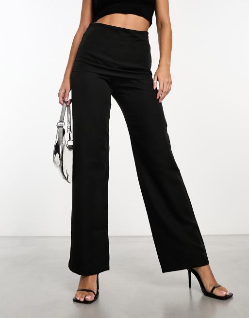 Heartbreak wide leg pants with skirt overlay in black | ASOS