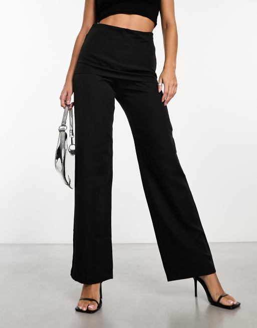 Heartbreak wide leg pants with skirt overlay in black