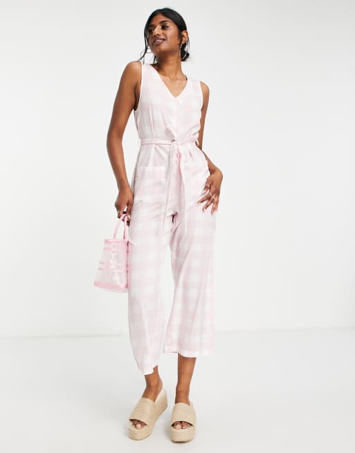 Pink cheap linen playsuit